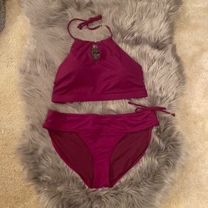 Athleta 2 Piece Magenta Bikini Set L